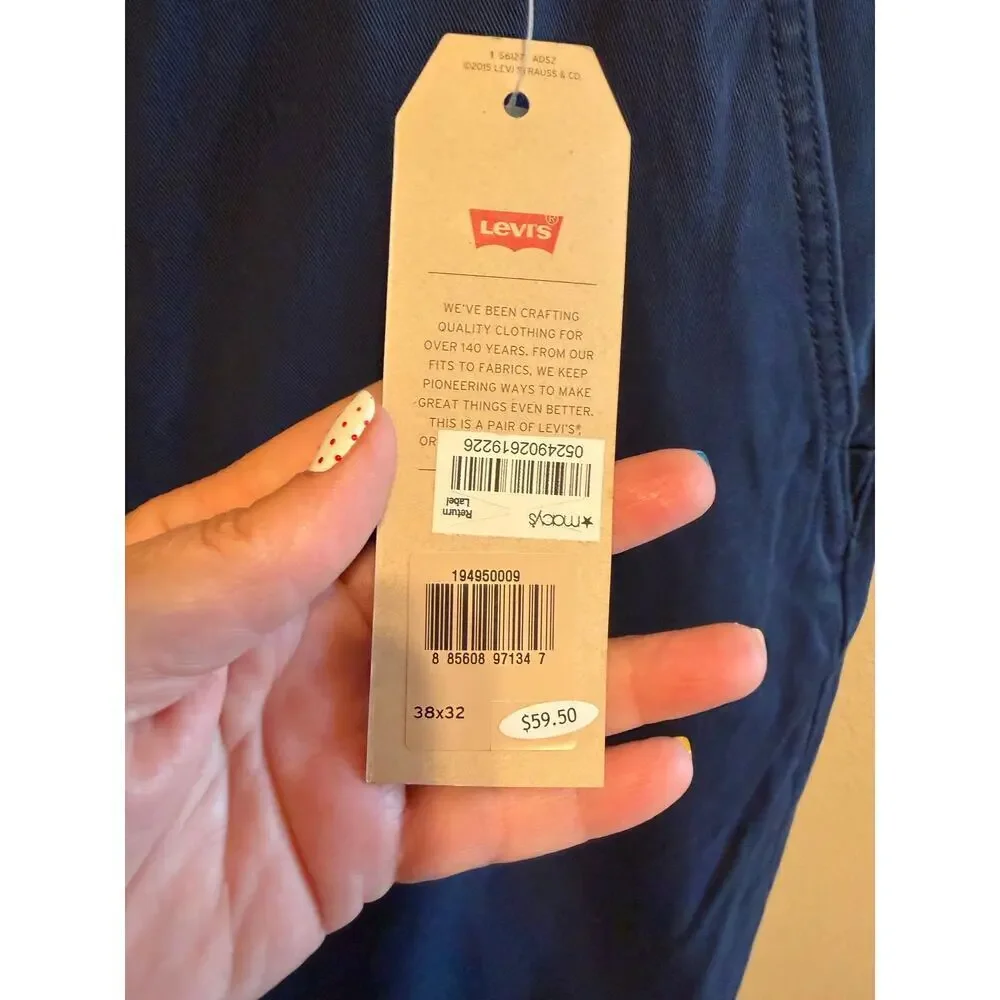 Levi's Navy Blue Men's Chino Jogger Pants Stretch Elastic Cuff Size 38 x 32